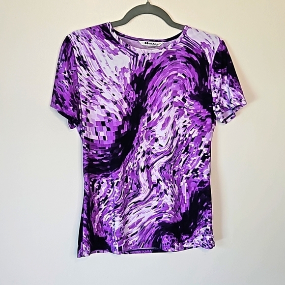 Peter Nygard Tops - Peter Nygard Collection Stretch Top Colorful Petite Medium purple/black EUC 🎯